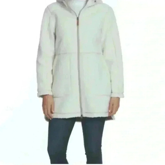 GERRY Women's Berber Fleece Jacket Cream Size Large Outdoor Pockets Hooded - Picture 1 of 10